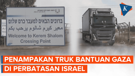 Penampakan Truk-truk Bantuan Gaza Sampai di Perbatasan Kerem Shalom, Israel
