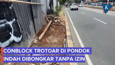 Trotoar Di Pondok Indah Dibongkar Pemilik Bangunan Tanpa Izin, Begini Kondisinya