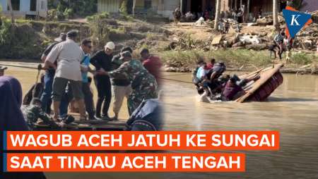 Momen Wagub Aceh Jatuh Ke Sungai Saat Tinjau Wilayah Terdampak Banjir Di Aceh Tengah