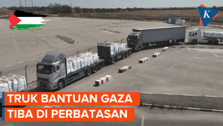 Penampakan Truk Bantuan untuk Palestina Tiba di Perbatasan Gaza
