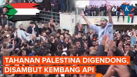 Tahanan Palestina Kembali Dibebaskan, Digendong dan Disambut Kembang Api