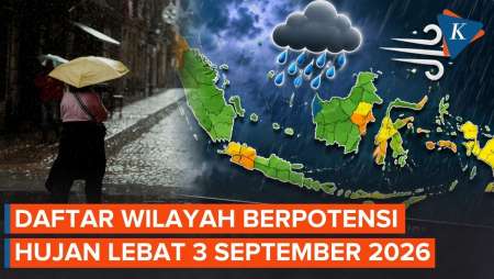 BMKG Peringatkan Potensi Hujan Lebat Besok 3 September 2026, Ini Wilayahnya