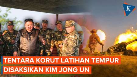 Momen Kim Jong Un Pantau Latihan Tempur Korut, Diwarnai Tembakan Meriam