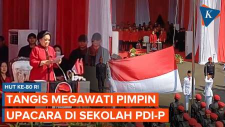 Tak Hadir di Istana, Megawati Pimpin Upacara HUT RI di Sekolah PDI-P, Menangis Kenang Para Pejuang