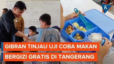 Momen Gibran Tinjau Uji Coba Makan Bergizi Gratis di SDN 4 Tangerang