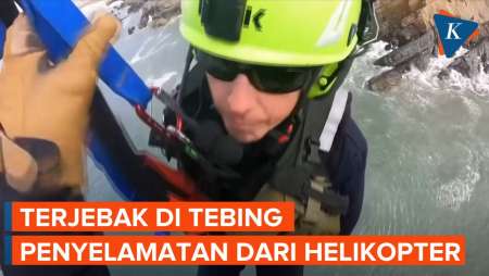 Momen Kru Helikopter Selamatkan Pria yang Terjebak di Tebing