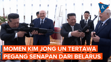 Korut-Belarus Bertukar Kado, Kim Jong Un Tertawa Diberi Senapan Baru