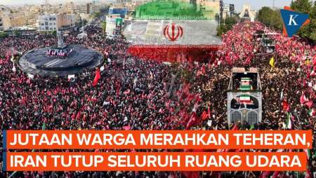 Rekaman Udara Iring-iringan Peti Khamenei, Jutaan Warga Iran Merahkan Teheran