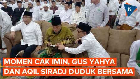 Momen Langka Cak Imin, Gus Yahya, dan Kyai Aqil Siradj Duduk Sebangku