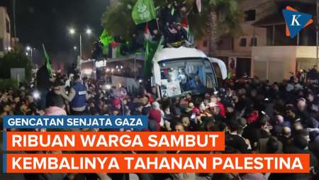 Momen Ribuan Warga Palestina Sambut Tahanan yang Dibebaskan Israel