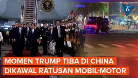 Momen Trump Dikawal Ketat Saat Tiba Di China, Ratusan Motor-mobil Dikerahkan