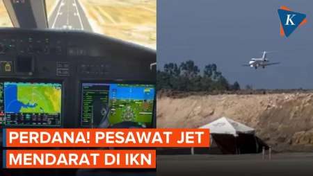 Intip Momen Perdana Pesawat Jet Mendarat di Bandara IKN