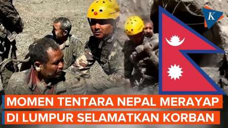 Terjang Lumpur Tebal, Tentara Nepal Selamatkan Korban Banjir Di Terowongan PLTA Rasuwa