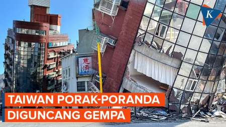 Penampakan Taiwan Usai Diguncang Gempa, Gedung Miring 45 Derajat