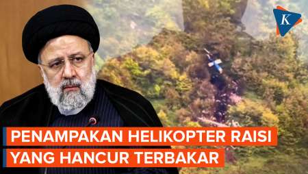 Penampakan Helikopter Presiden Iran Ebrahim Raisi yang Hancur Terbakar
