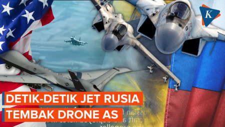 Penampakan Jet Tempur Rusia Pepet Drone AS di Langit Suriah