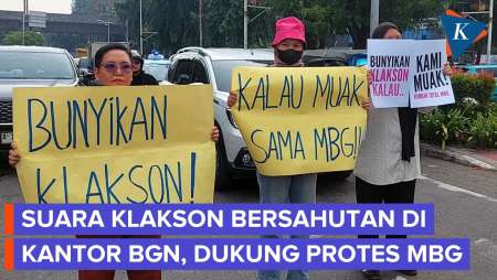 Momen Pengendara Ikut "Demo" MBG, Spontan Bunyikan Klakson Di Kantor BGN