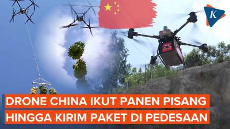 Aksi Drone China Bantu Panen Pisang hingga Kirim Paket di Desa Terpencil