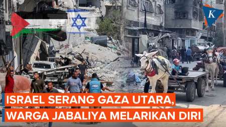 Momen Warga Jabaliya Mengungsi di Tengah Operasi Besar Israel di Gaza Utara