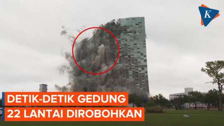 Gedung 22 Lantai di AS Diruntuhkan dalam Hitungan Detik