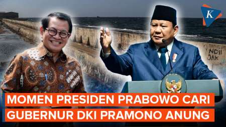Momen Prabowo Cari-cari Gubernur DKI Pramono Anung Saat Pidato soal Giant Sea Wall Pantura