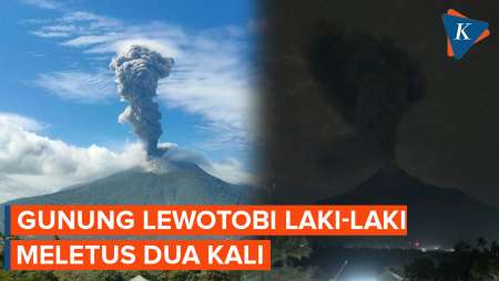 Gunung Lewotobi Laki-laki di NTT Erupsi Dua Kali Malam Ini