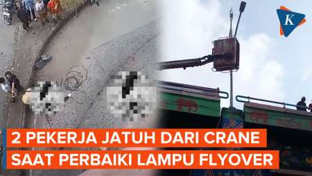 Dua Pekerja Jatuh dari Crane Saat Perbaiki Lampu 