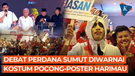 Pendukung Edy Rahmayadi Curi Perhatian Debat Pilkada Sumut dengan Kostum Pocong