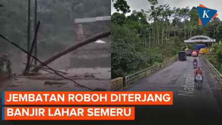 Jembatan Jalur Malang-Lumajang Roboh Diterjang Banjir Lahar Hujan Semeru