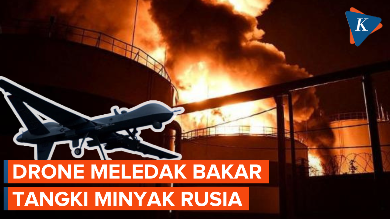 Serangan Drone Bakar Tangki Minyak Rusia di Kursk
