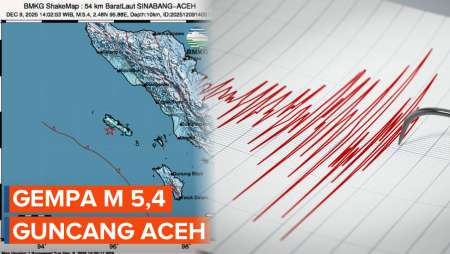 Gempa Magnitudo 5,4 Guncang Barat Laut Sinabang Aceh