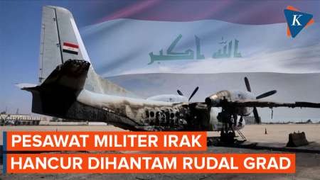 Penampakan Pesawat Militer Irak Hancur Dihantam Rudal Grad