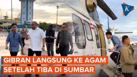 Momen Gibran Tiba Di Sumbar, Langsung Naik Heli Ke Agam Untuk Cek Dampak Banjir