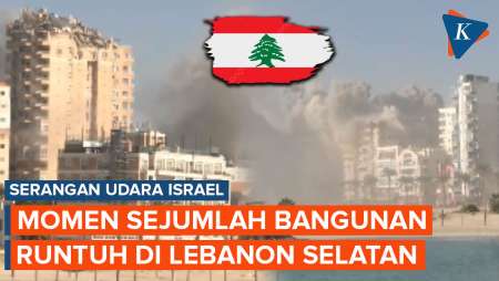 Detik-detik Bangunan di Lebanon Selatan Runtuh Imbas Serangan Udara Israel