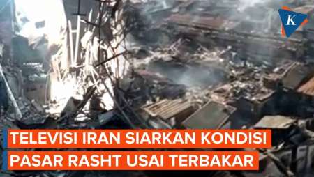 Televisi Iran Tampilkan Rekaman Drone Pasar Rasht Yang Hangus Terbakar