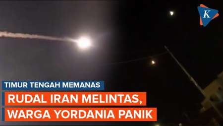 Momen Warga Yordania Panik Saat 3 Rudal Balistik Iran Melintas