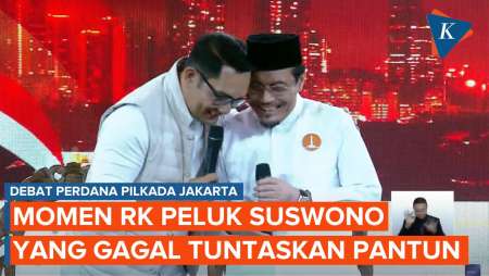 Momen RK Peluk Suswono yang Gagal Tuntaskan Pantun di Debat Perdana Pilkada Jakarta