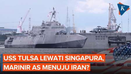 Penampakan Kapal Perang USS Tulsa Lewati Singapura Saat AS Perintahkan 2.500 Marinir Ke Timteng