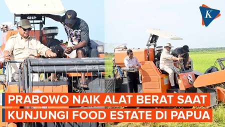 Momen Prabowo Naik Alat Berat Saat Tinjau Proyek Food Estate di Merauke