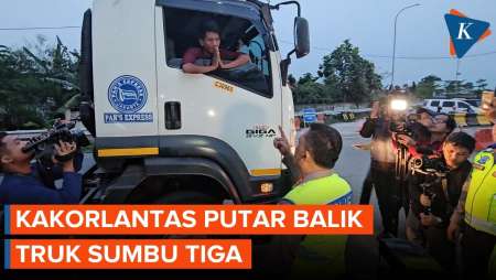 Detik-detik Kakorlantas Putar Balik Truk Sumbu Tiga Di Tol Pejagan