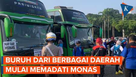 Situasi Terkini Lapangan Monas Jelang Aksi Buruh