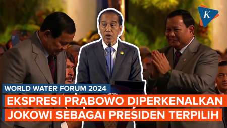 Ekspresi Prabowo Diperkenalkan Jokowi sebagai Presiden Terpilih di WWF Ke-10 di Bali