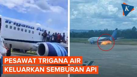 Detik-Detik Pesawat Trigana Air Semburkan Api Saat Akan Lepas Landas