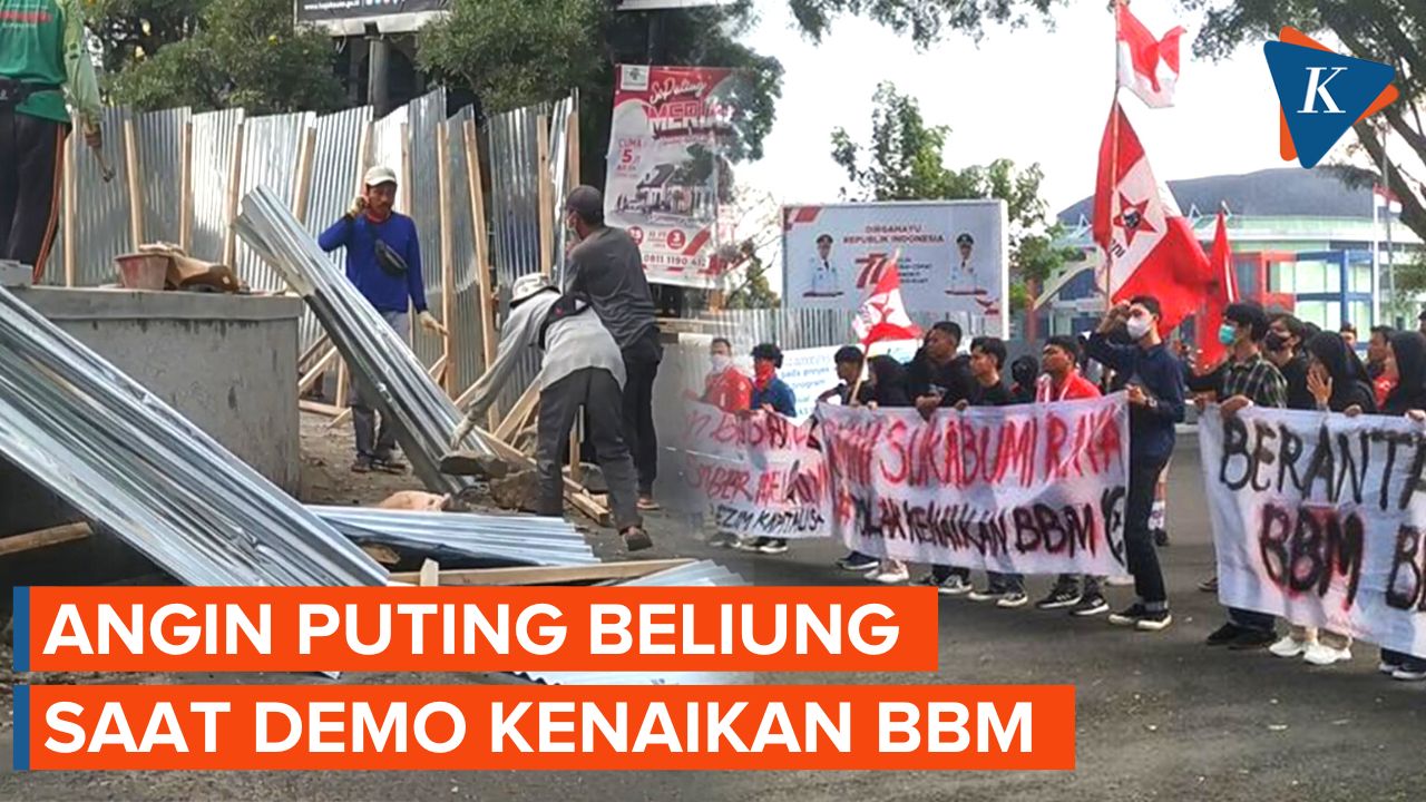 Angin Puting Beliung Warnai Demo Mahasiswa Tolak Kenaikan Harga BBM di Sukabumi