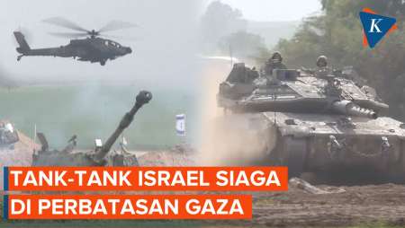 Penampakan Tank Israel di Perbatasan Gaza Selatan