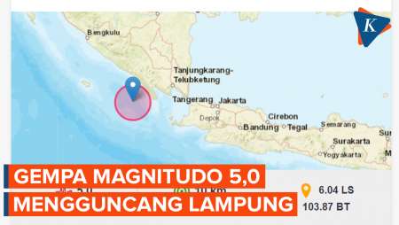 Gempa Magnitudo 5,0 Guncang Lampung, Tidak Berpotensi Tsunami