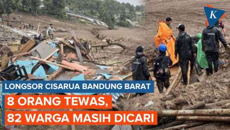 Longsor Cisarua Bandung Barat: 8 Orang Tewas, 82 Diduga Tertimbun