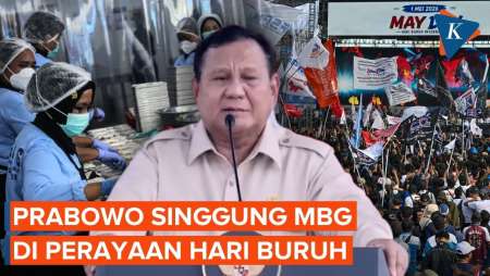Di Depan Massa Buruh, Prabowo: MBG Bermanfaat Atau Tidak?