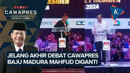 Momen Mahfud MD Ganti Baju Madura dengan Kemeja Pink Jelang Akhir Debat Cawapres