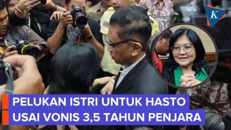 Hasto Dipeluk Sang Istri Usai Vonis 3,5 Tahun Penjara dalam Kasus Suap Harun Masiku